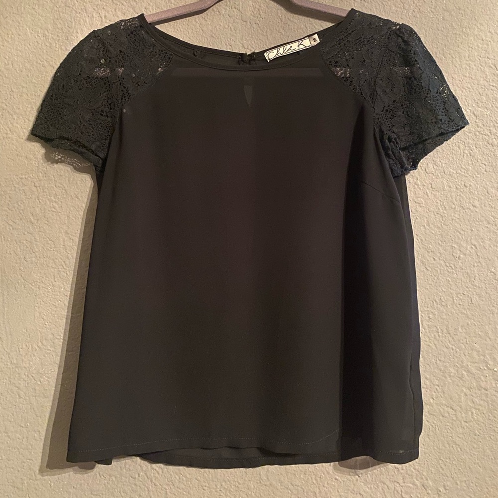 Black Short Sleeve Chloe K. Blouse